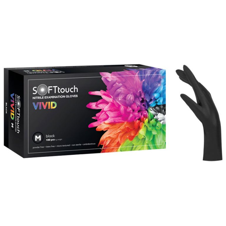 Γάντια Μιας Χρήσης Νιτριλίου Soft Touch Vivid Μαύρα Medium