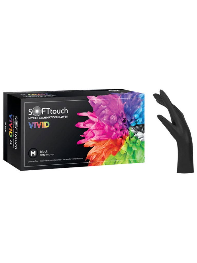 Γάντια Μιας Χρήσης Νιτριλίου Soft Touch Vivid Μαύρα Medium